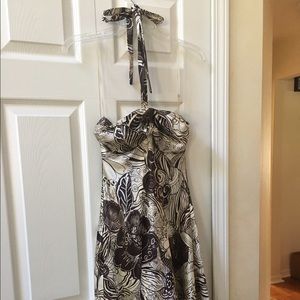 Brown satin halter dress