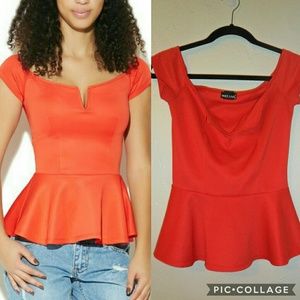 Orange Peplum Top