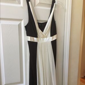 Brown and beige satin flowy dress