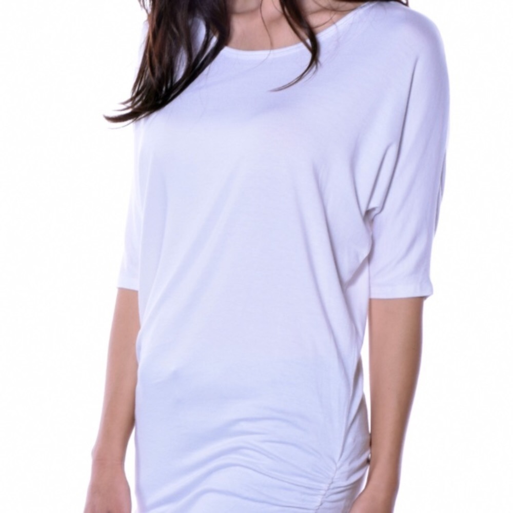 NWT Pastels 3/4 Sleeve White Waist Coverage Tee