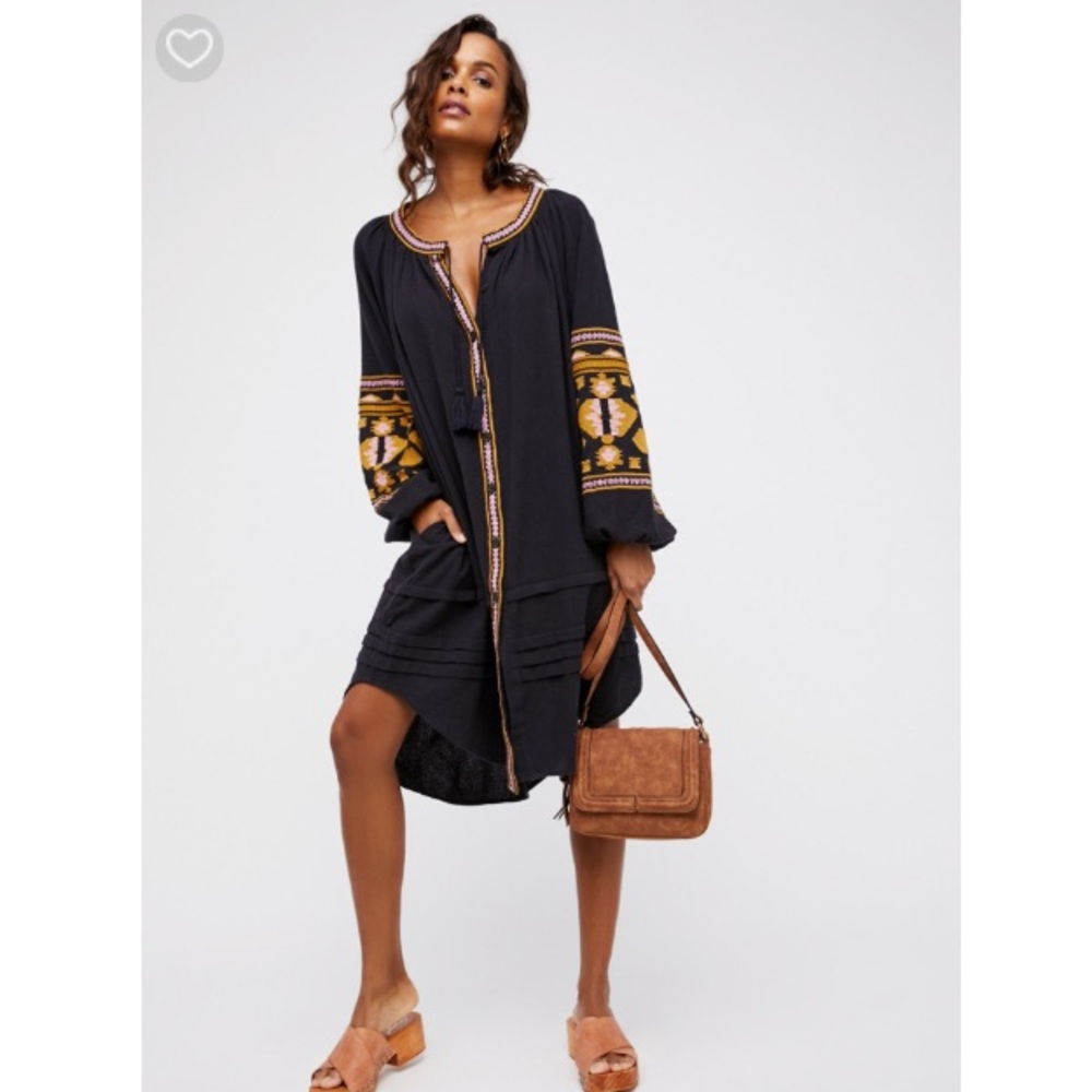 Free People In The Clear Embroidered Maxi Black - Picture 1 of 4