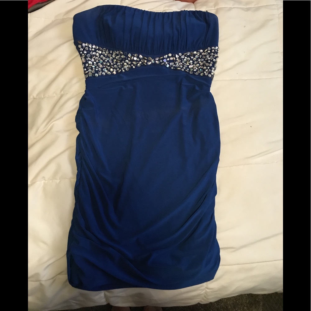 Blue/sequins gown