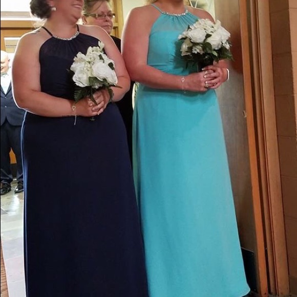 7290L HighHalter Neckline Chiffon Bridesmaid Dress - Picture 2 of 4