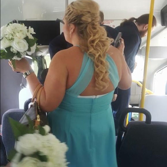 7290L HighHalter Neckline Chiffon Bridesmaid Dress - Picture 3 of 4