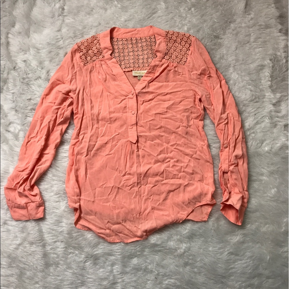 Modcloth  long sleeve coral blouse