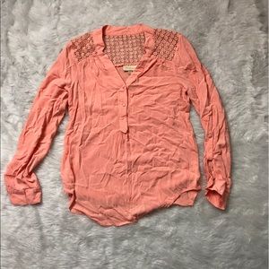 Modcloth  long sleeve coral blouse