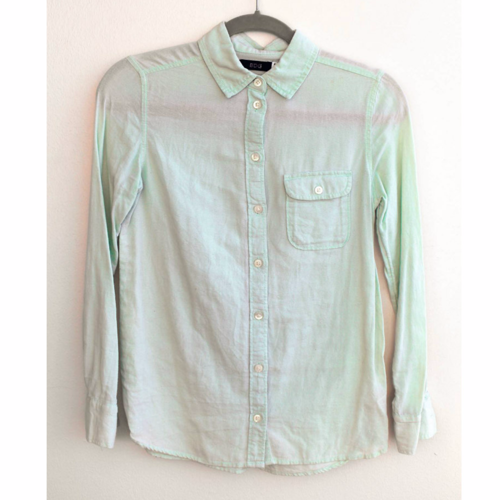 NEW Urban Outfitters Mint Long Sleeve Button Down