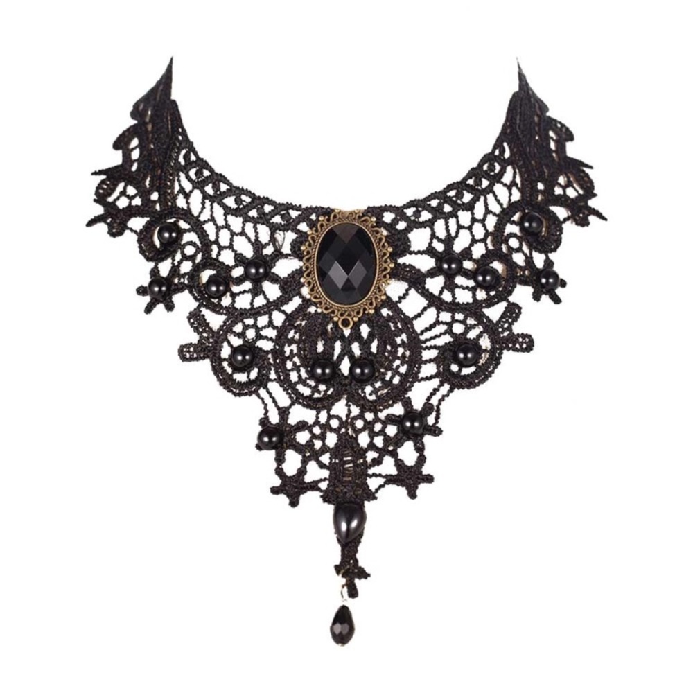 Gothic Retro Vintage Lace Bib Choker Necklace - Picture 2 of 6