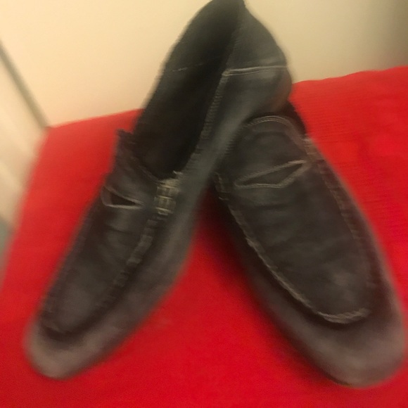 Distressed suede loafer