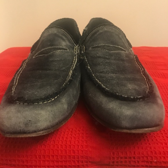 Distressed suede loafer