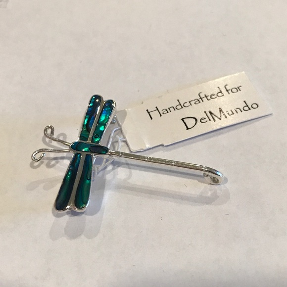 NWT DelMundo Handcrafted Dragonfly Brooch - Picture 2 of 3