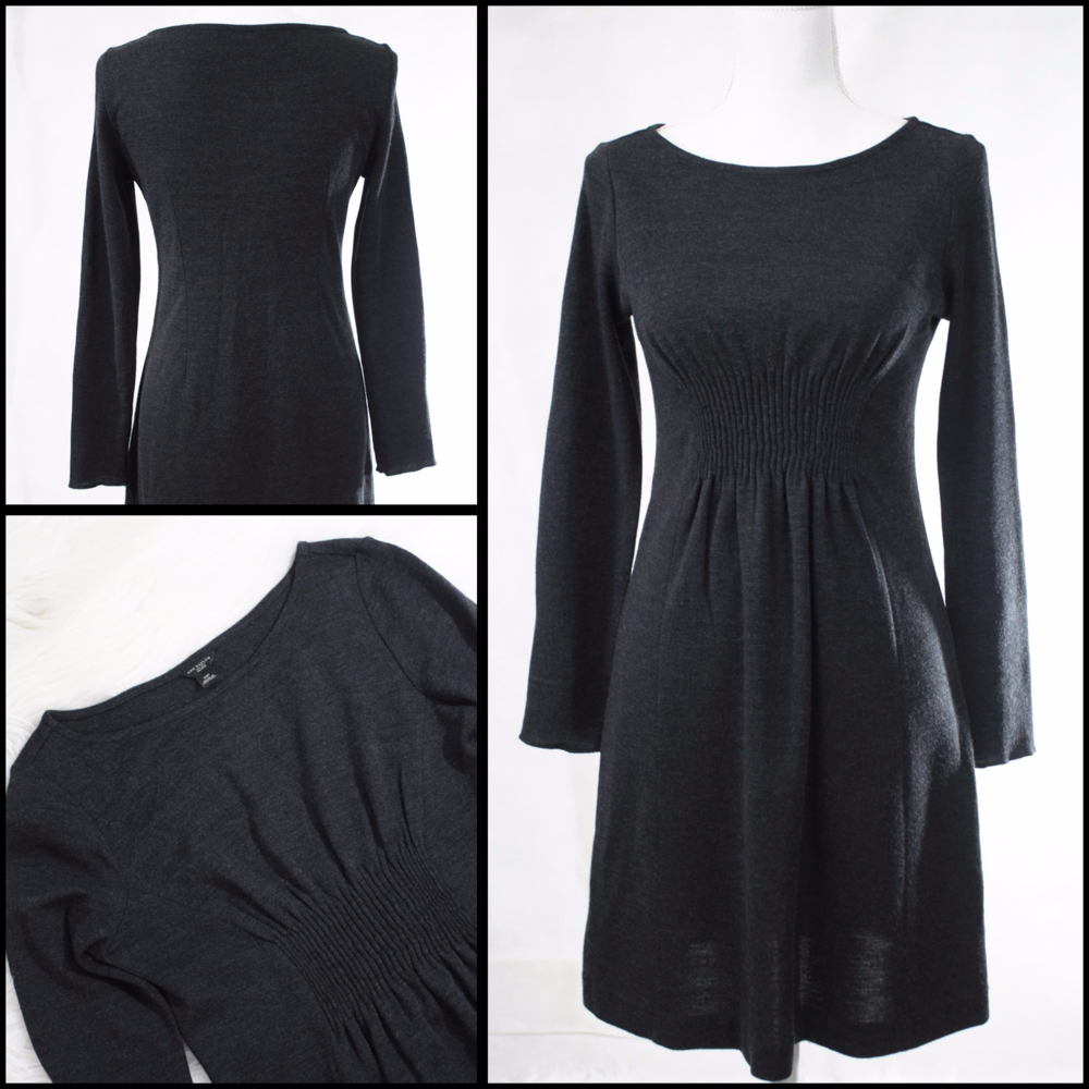 SOLD Ann Taylor Petite Black Wool Dress LongSleeve