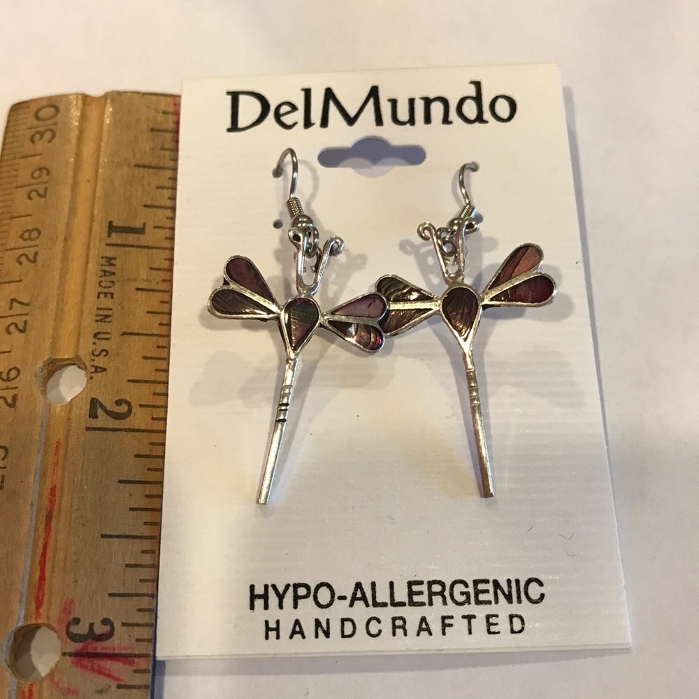NWT DelMundo Handcrafted Dragonfly Earrings