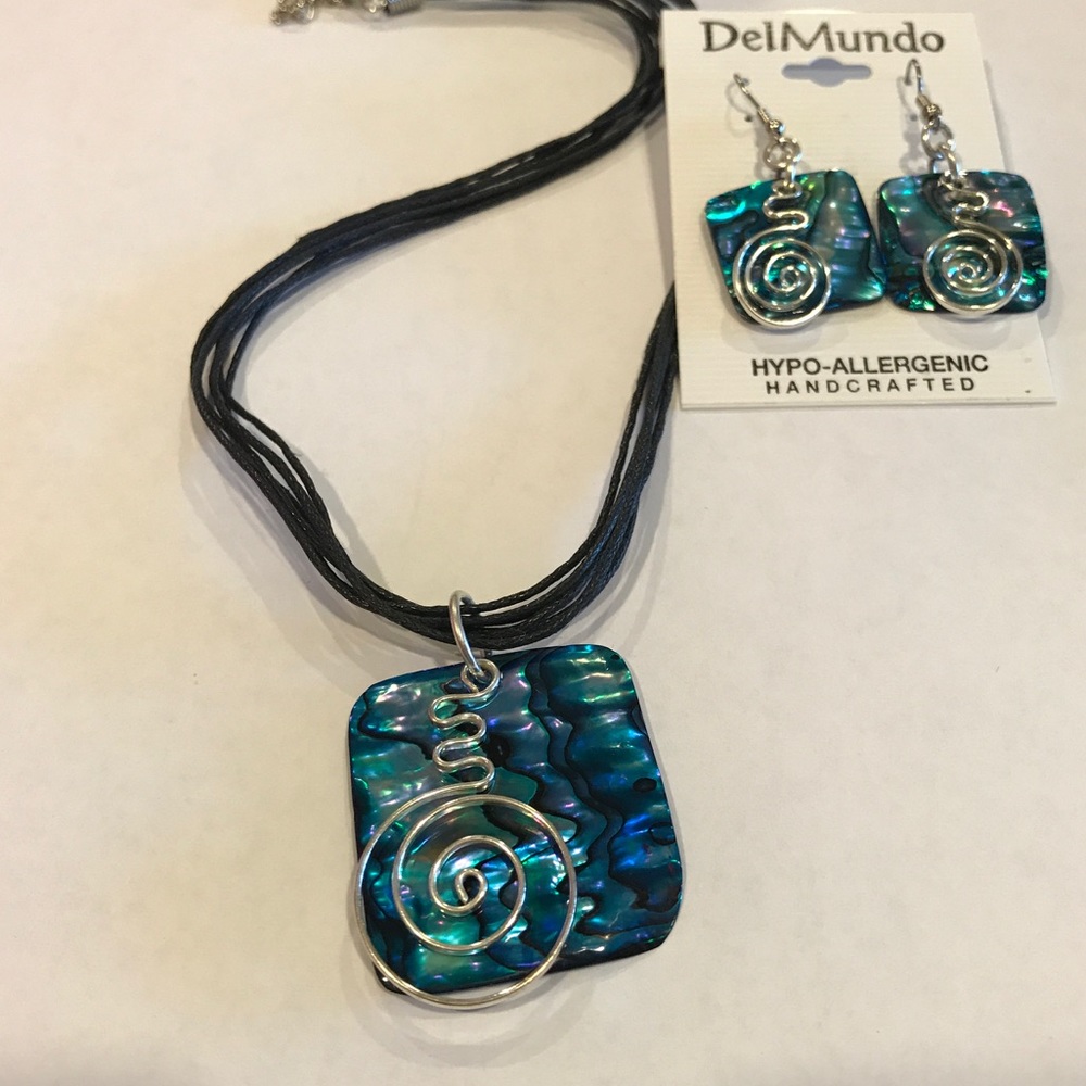 DelMundo Handcrafted Blue Necklace & Earrings Set