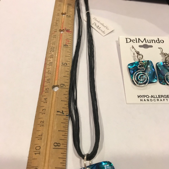 DelMundo Handcrafted Blue Necklace & Earrings Set - Picture 2 of 5