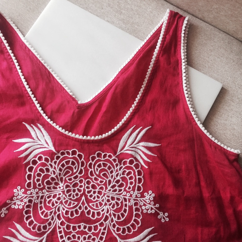 French Connection Pink Embroidered Crop