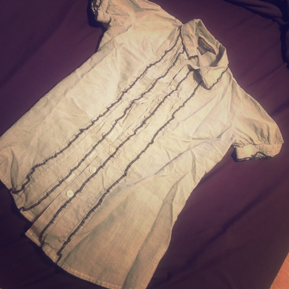Blue and white blouse