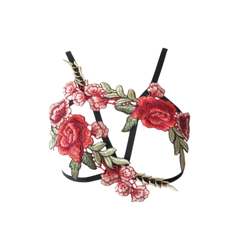 Sexy Floral Embroidered Cage Bra - Picture 5 of 6