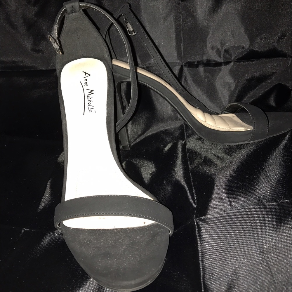 Black Velvet Suede Strap Heels