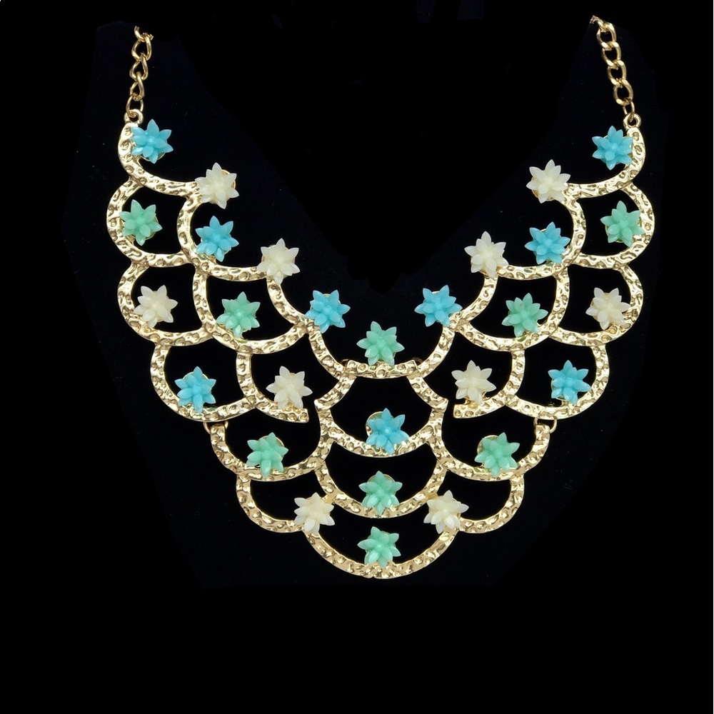 "Flower child" Bib || Teal & Gold Statement Bib