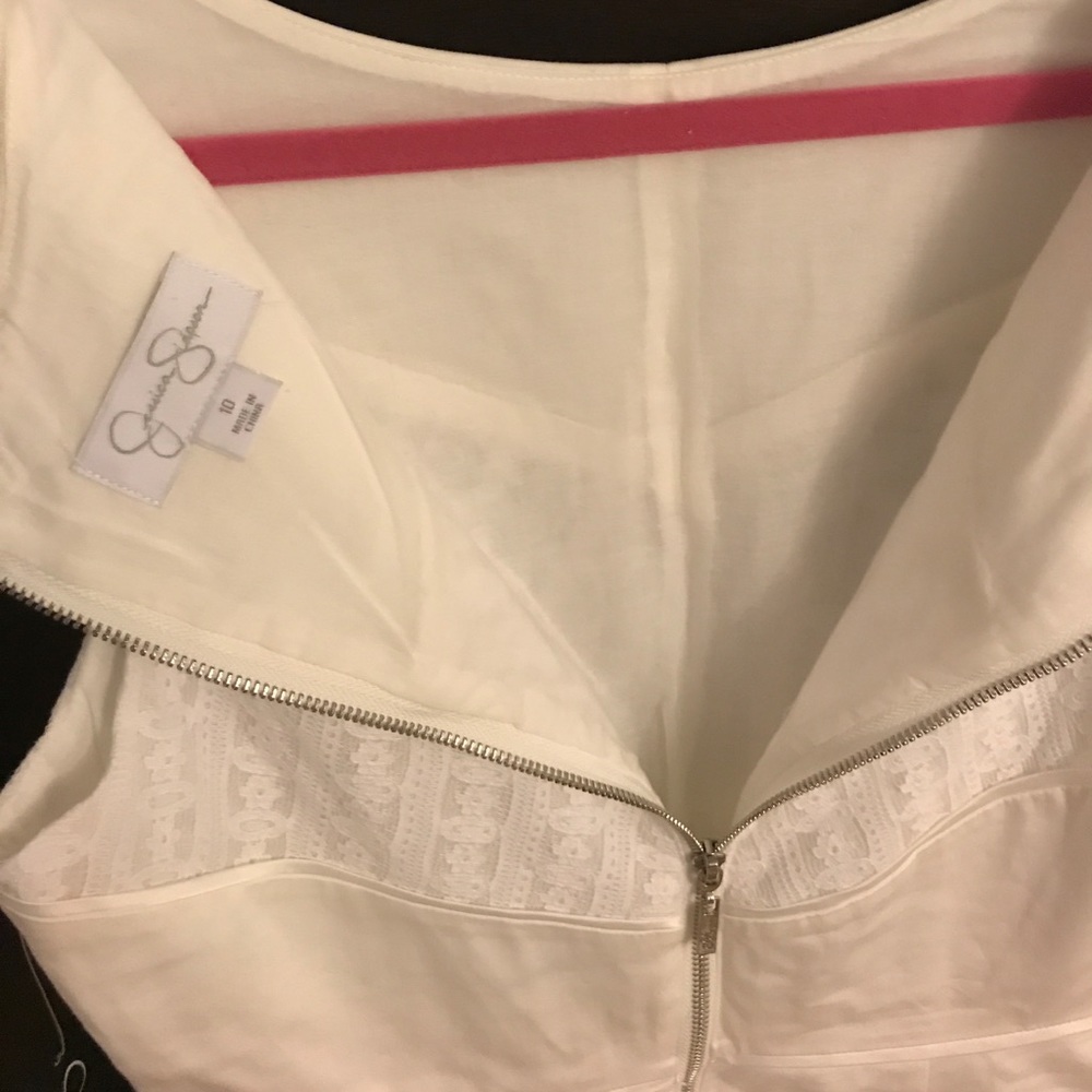 NWT Jessica Simpson white cotton and lace panel dress - Picture 9 of 11