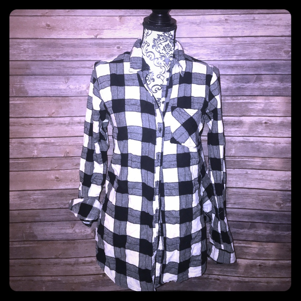 Checkered black and white flannel