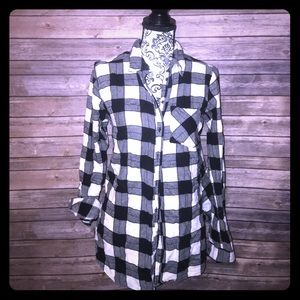 Checkered black and white flannel