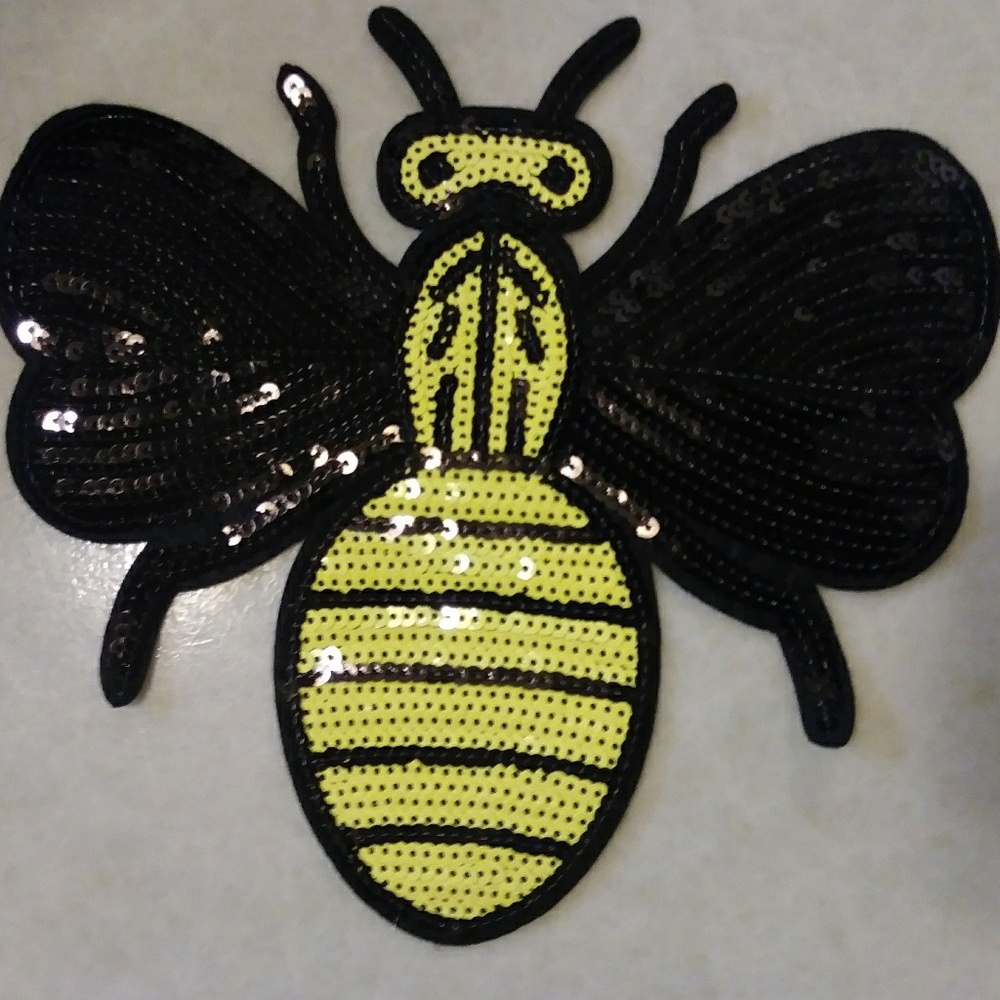 Extra Large Giant Sequin Bumble Bee Patch New