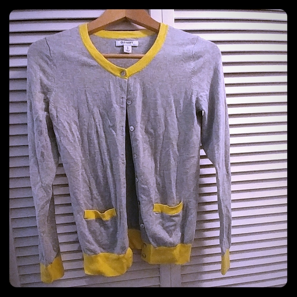 Old Navy Grey with yellow trim cardigan