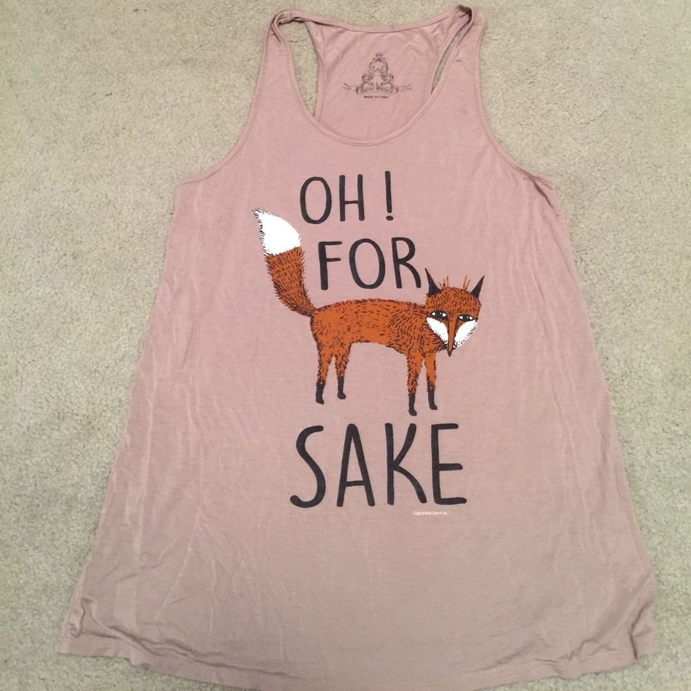 Bear Dance Oh for Fox sake printed tee tank top L