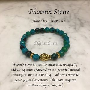 Phoenix Stone + Gold Buddha Healing Bracelet