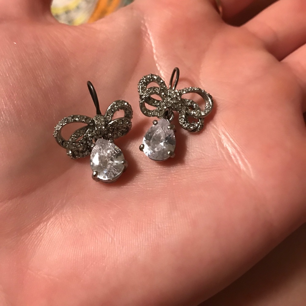 Juicy Couture bow rhinestone drop earrings