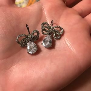 Juicy Couture bow rhinestone drop earrings