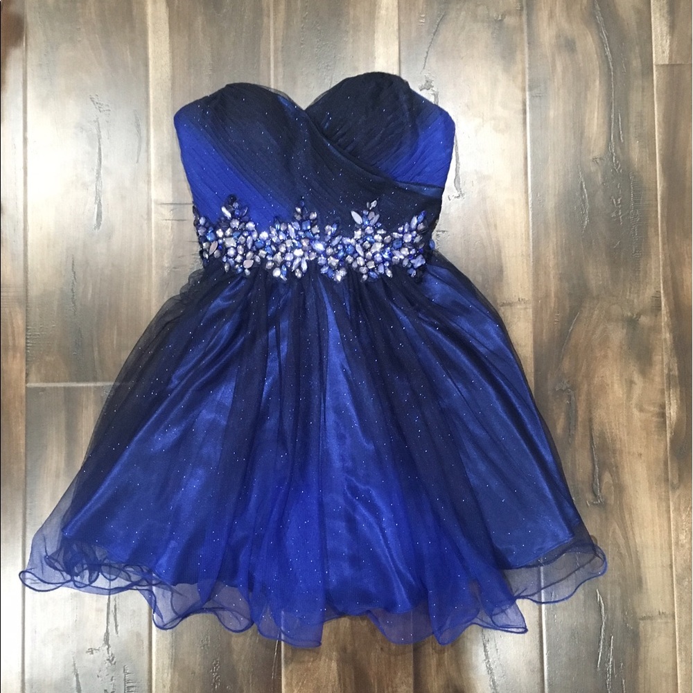 Royal Blue Strapless Sparkly Homecoming/Prom Dress