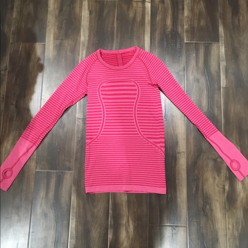 Red Striped Long-Sleeve Athletic Shirt