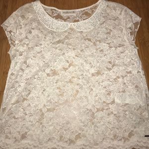 Abercrombie and Fitch//White lace shirt w/ collar