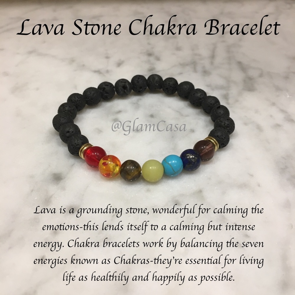 Lava Stone Chakra Healing Bracelet - Picture 1 of 2