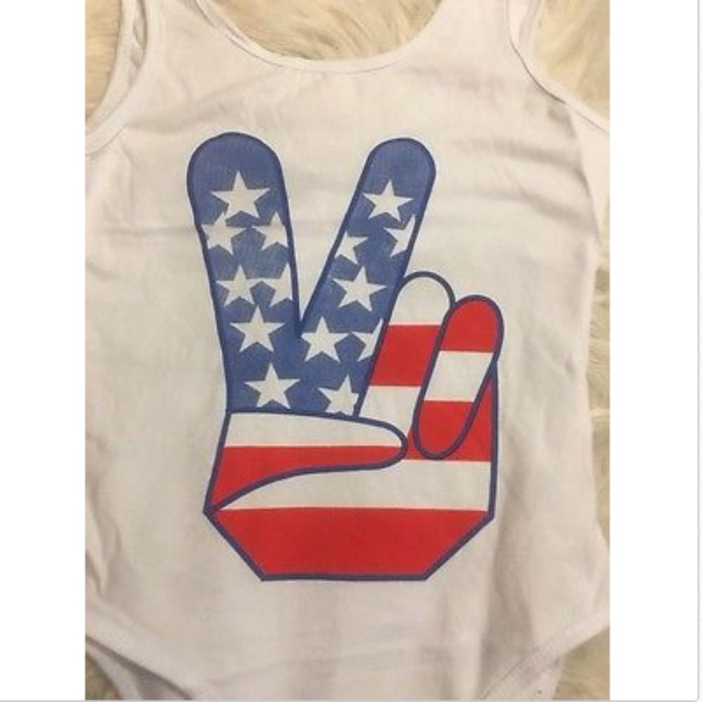 White Peace Americana Peace SignBodysuit - Picture 2 of 3