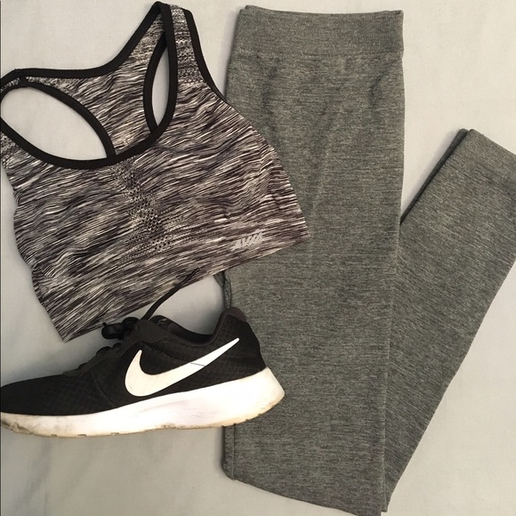 Pink Rose Pants - Pink rose gray leggings