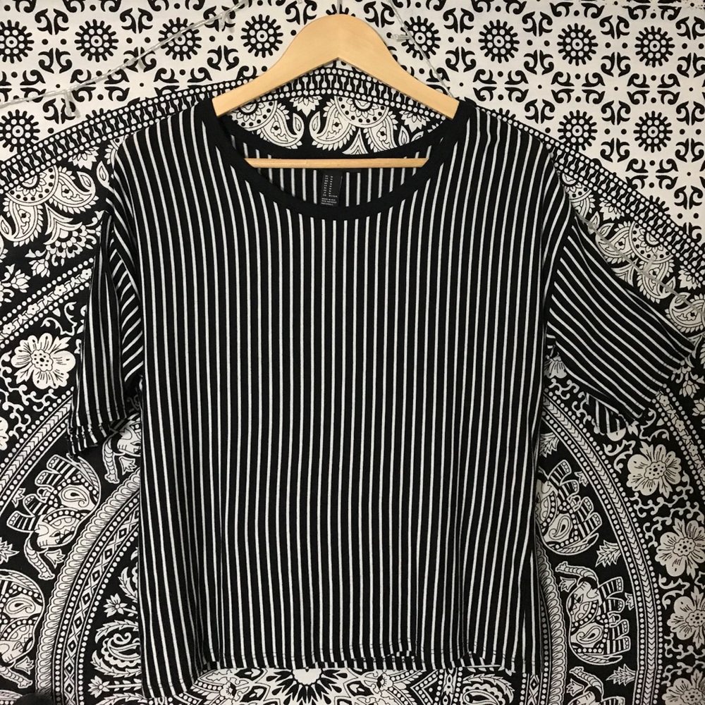 Black and White Striped Ringer Tee