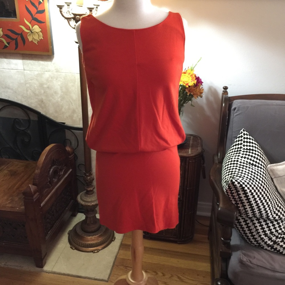 Burnt Orange Blouson Jersey Dress