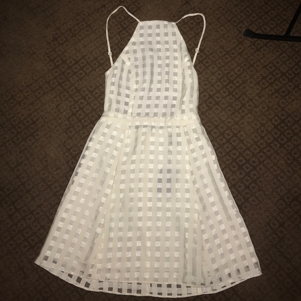 White open back checkered dress