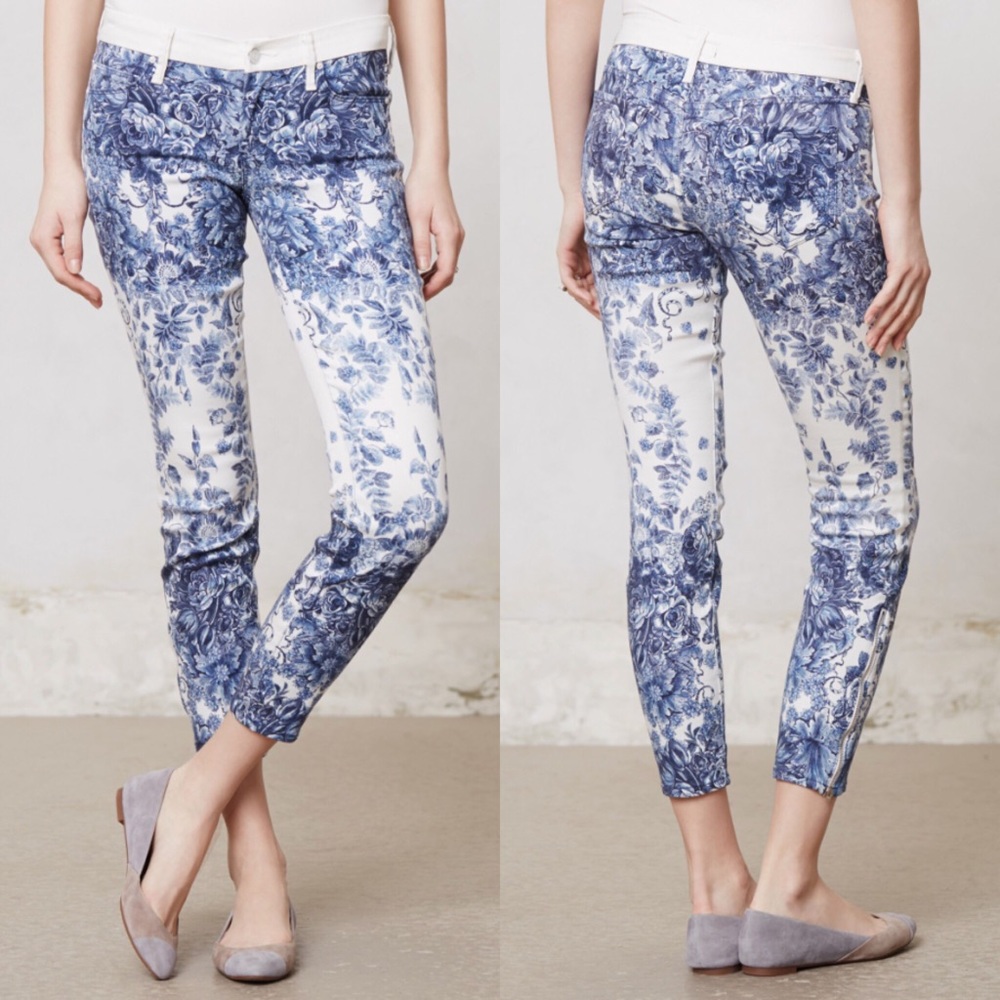 MOTHER looker ankle zip milday floral pants