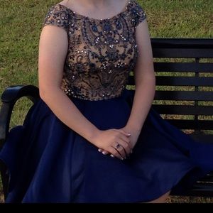 Navy blue Sherri Hill homecoming dress