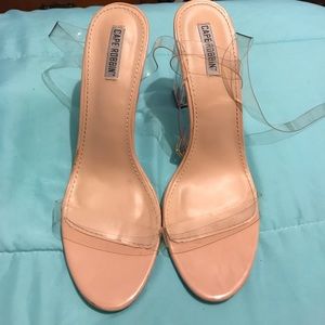 clear strap heels