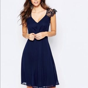 Ryan Elise Navy Lace Midi Dress