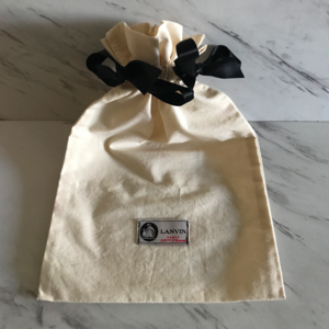Lanvin cotton dust bag w/ black ribbon drawstring