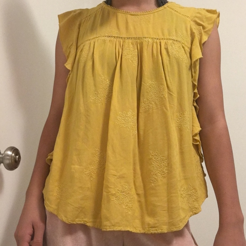 SALE F21 Yellow Embroidered Shirt