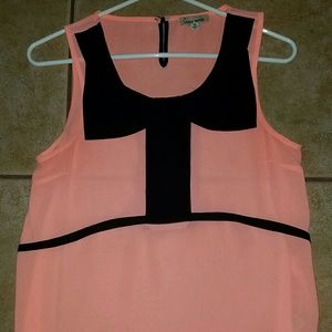 Super cute coral and black top