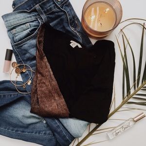 Nordstrom | Metallic & Black Blouse